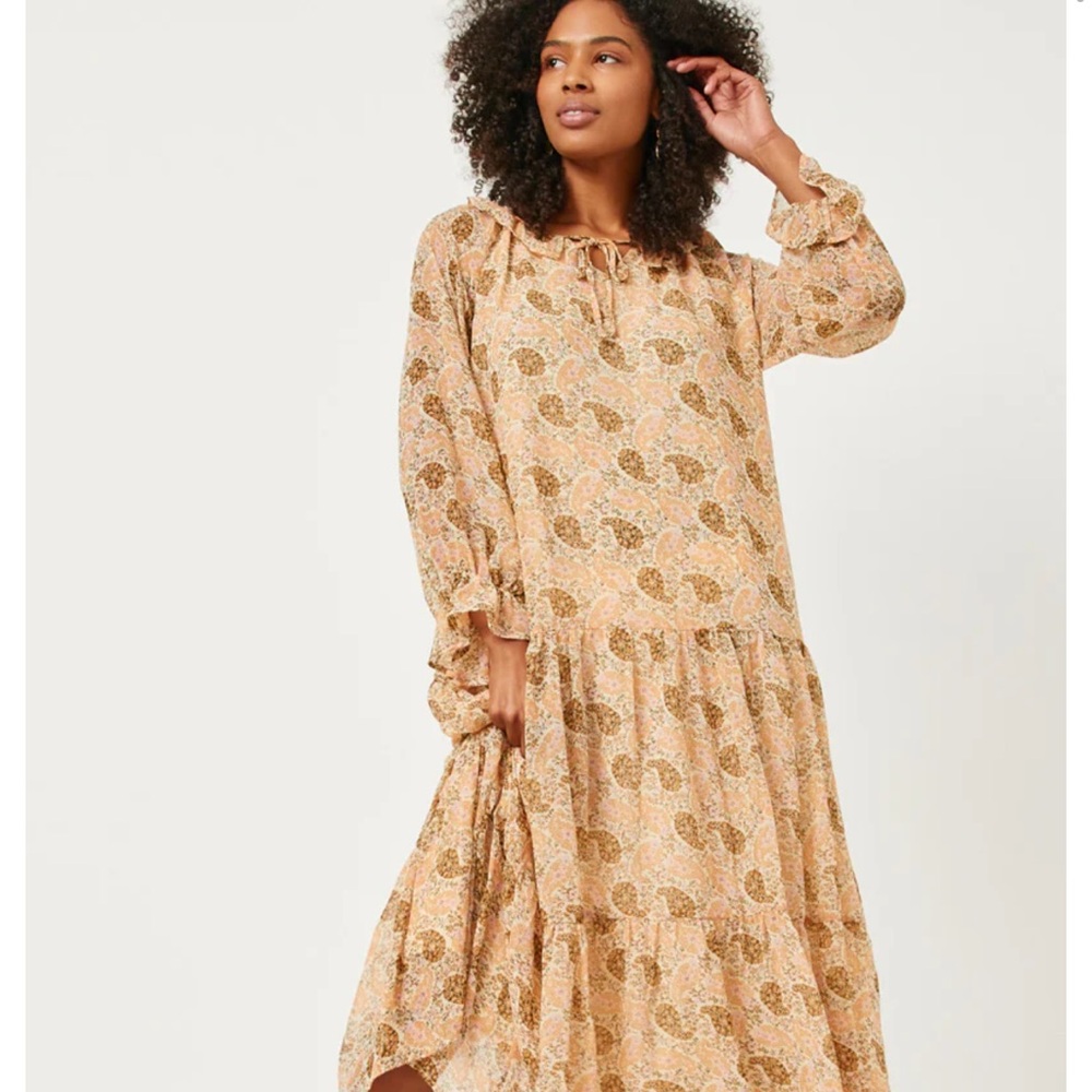 Piper & Scoot - Hayden Ruffled Neck Paisley Print long Sleeve dress